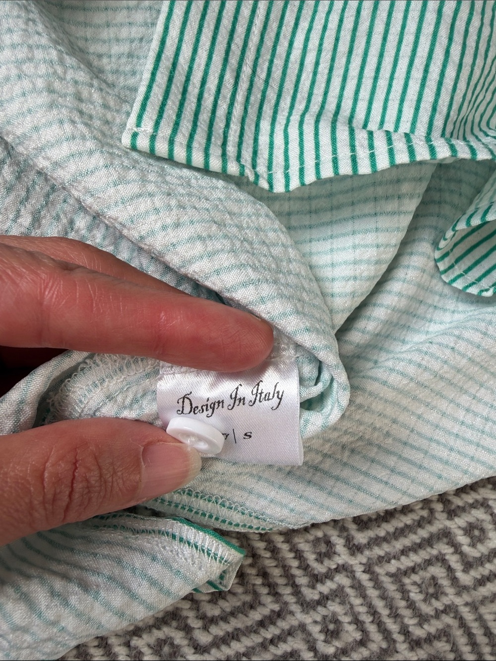 Vintage Mint Green Striped Button-Down Shirt - Picture 3 of 9